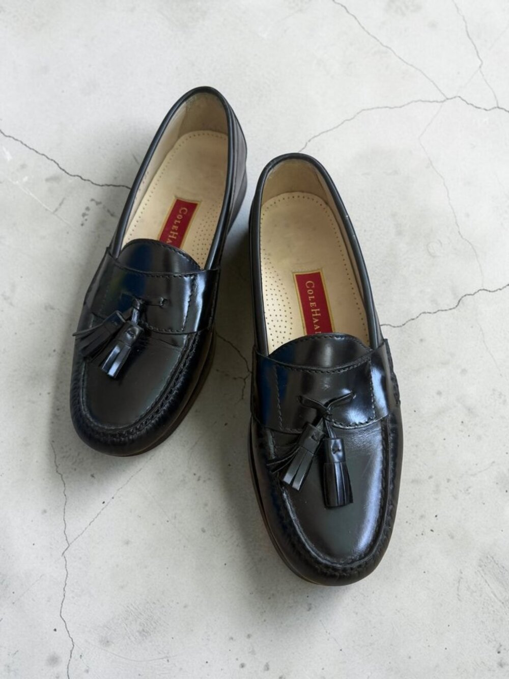 COLE HAAN Men’s Vintage Black Leather Tassle Loafers Dress Shoes Size 8